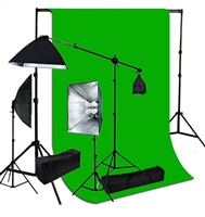 Photography Softbox 2400W Fluorescent video Continuous Boom Light  10 ft x 20 ft green Backdrop Kit