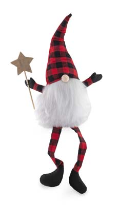 Otto Red & Black Check Star Wand Gnome