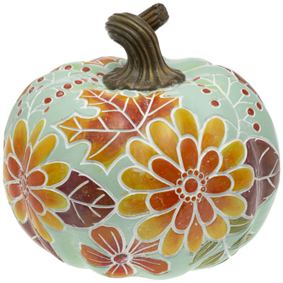 Carved Floral Pumpkin blue