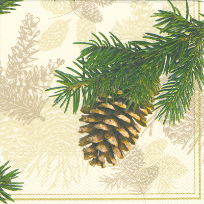 Fir Cone Cream Cocktail Napkin