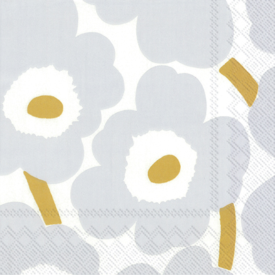 Marimekko Unikko White Silver Cocktail Napkin