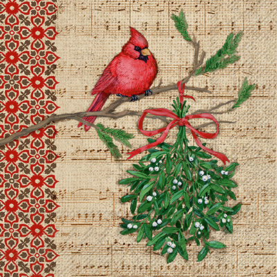 Burlap Christmas Cocktail Napkin