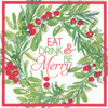 Be Merry Wreath Cocktail Napkin