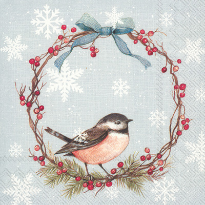 Chickadee Light Blue Cocktail Napkin