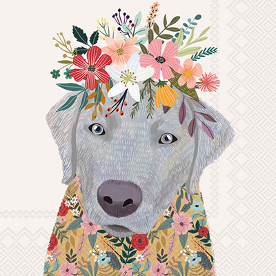 Floral Dog Cocktail Napkin