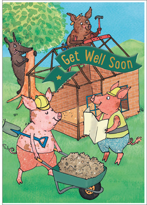 Cardooo Get Well Card The 3 Little Pigs
