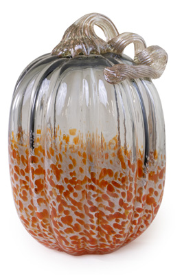 Tall Grey & Orange Glass Pumpkin