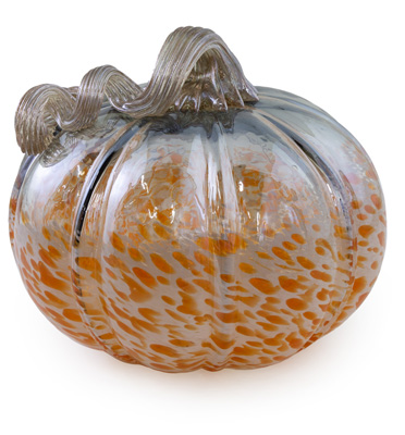 Short Grey & Orange Glass Pumpkin