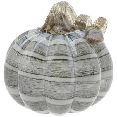 Small Black White Stripe Glass Pumpkin