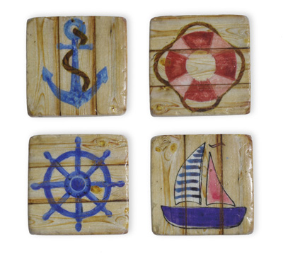 Resin Coaster Set Nautical Icons