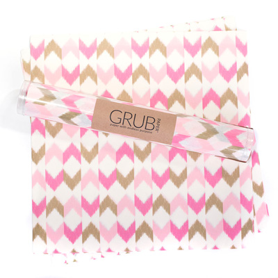 Eat Drink Host Pink & Gold Chevron Grub Paper