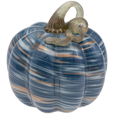 Medium Denim & Copper Glass Pumpkin