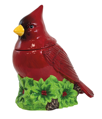 Yuletide Cardinal Cookie Jar