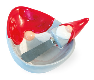 Red Hat Gnome Bowl & Spreader Set