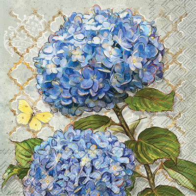 Blue Heirloom Flowers Lunch Napkin