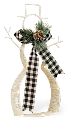 Buffalo Plaid Scarf LED Snowman