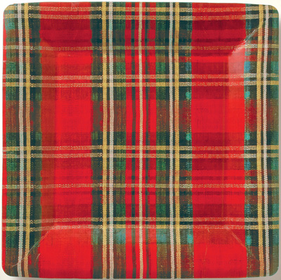 Classic Check Square Paper Dinner Plate
