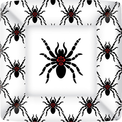 Rosanne Beck Black Spiders Square Paper Dinner Plate