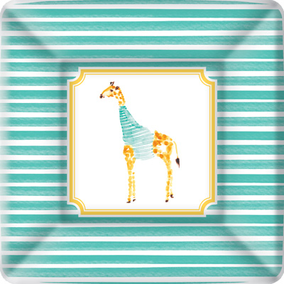 Rosanne Beck Giraffe Square Paper Dessert Plate