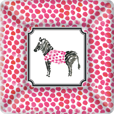 Rosanne Beck Zebra Square Paper Dessert Plate