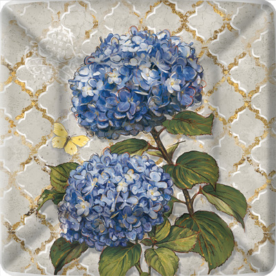 Blue Heirloom Flowers Dessert Plate