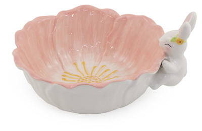 Floral Bunny Coral Bowl