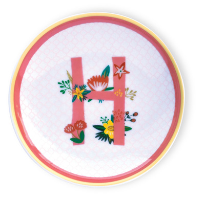 Rosanne Beck Floral Monogram H Accent Dish