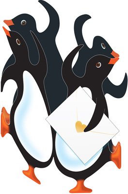 Special Delivery Party Penguins 3D Card