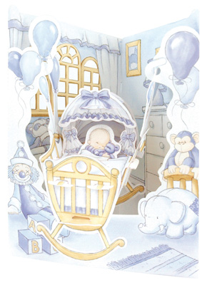 Santoro Baby Boy Cradle Swing Card