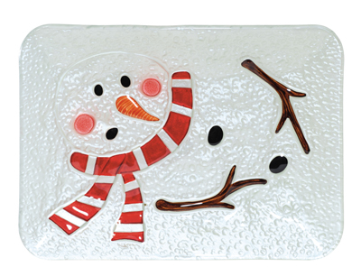 Melted Snowman Glass Plate