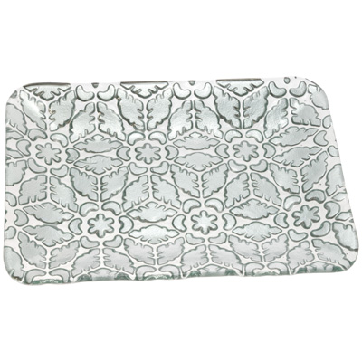 Silver Filigree Rectangle Glass Plate