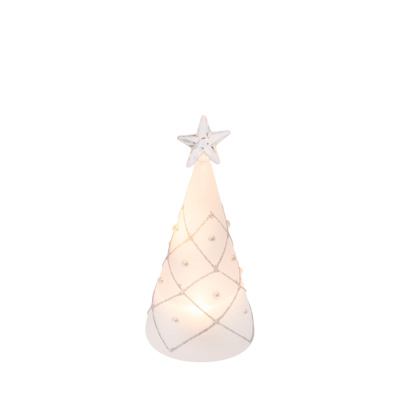 Small LED Pearl Tree White & Silver