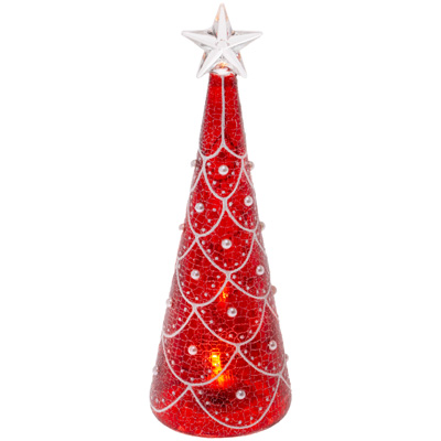 Medium LED Pearl Tree Red & White