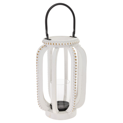 Slim Beaded White Lantern