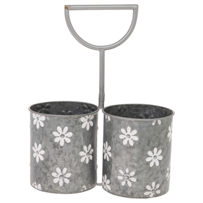 Metal Daisy Wine Carrier/Planter