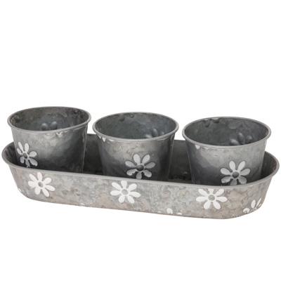 Metal Daisy Plant Pots