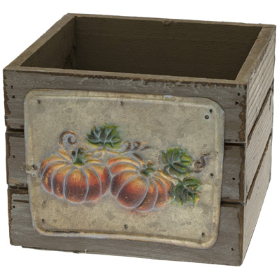 Mushroom Embossed Pumpkin Wood Crate