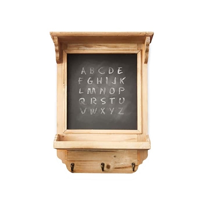 Wooden Chalk Board with Hanging Hooks