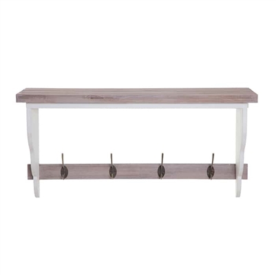 Wooden Shelf with Hanging Hooks