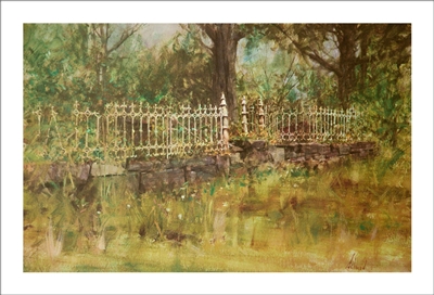 Iron Fence Lithograph by Richard Schmid