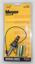 This is a new OEM Meyer "C" Solenoid Assembly 15358C for the E-60 and E-60H. The "C" Solenoid Assembly includes the "C" Green Wire Coil 15430, the "C" Cartridge Valve 15381, and the "C" Cartridge Seal Kit 15433.