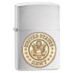 Zippo Lighter - Army Emblem Brushed Chrome - 280ARM