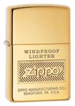 Zippo Lighter - Windproof Logo High Polish Brass - 28145