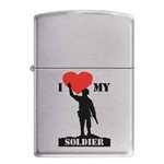 Zippo Lighter - I Love My Soldier Brush Chrome - 851691