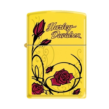 Zippo Lighter - Harley Davidson Roses Lemon Matte - 852912