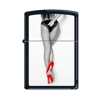 Zippo Lighter - Red Shoes Standing Black Matte - 853381
