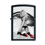 Zippo Lighter - Red Shoes On Bed Black Matte - 853388