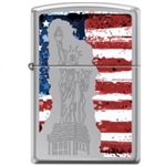 Zippo Lighter Statue of Liberty on American Flag HP Chrome - 853744