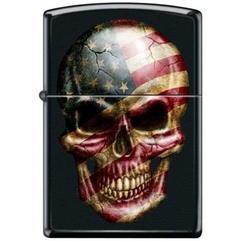 Zippo Lighter - Skull With Flag Black Matte - 853922