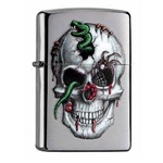 Zippo Lighter - Skull & Snakes Brushed Chrome - 853924